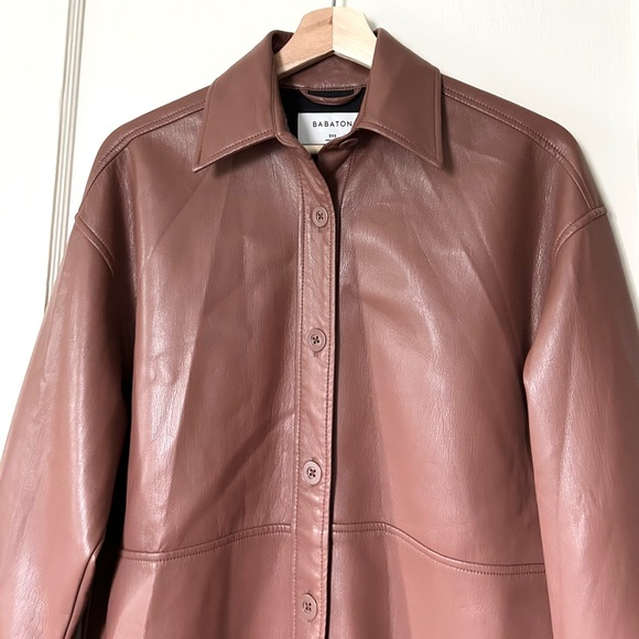 NEW Aritzia Babaton Pelli Relaxed Shirt‎ Jacket Cognac Brown 2XS - Picture 2 of 6